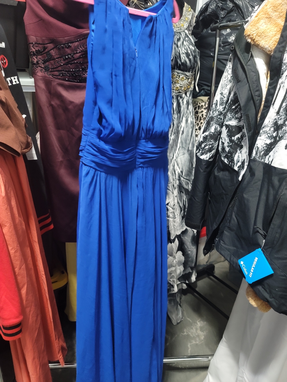 Badgley Mischka Royal Blue Sleeveless Maxi Gown - Picture 2 of 4